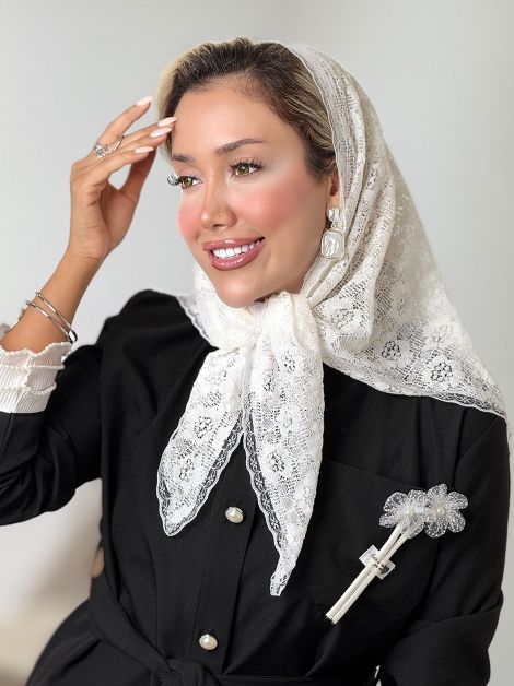 روسری سه گوش گیپور کد 20963 روسری سه گوش گیپور کد 20963